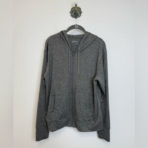Quince Flowknit Zip Up Hoodie Jacket Heather Grey Women’s Size L Classic Stretch